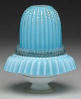 Appraisal: BLUE SATIN GLASS FAIRY LAMP Ruf fig similar Light blue