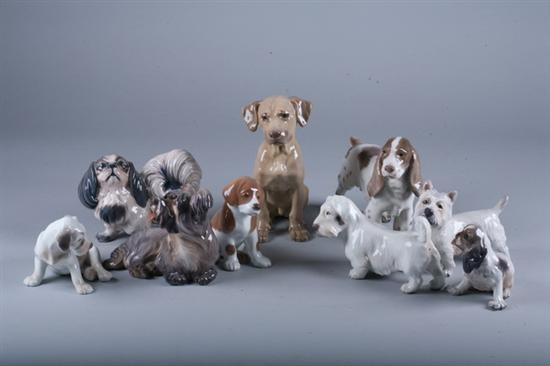 Appraisal: TEN DANISH PORCELAIN FIGURES OF DOGS Including six Bing Grondahl