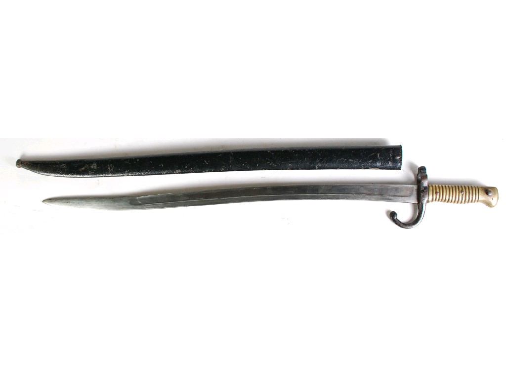 Appraisal: PROBABLY FRENCH LATE NINETEENTH CENTURY SWORD BAYONET with slightly curved