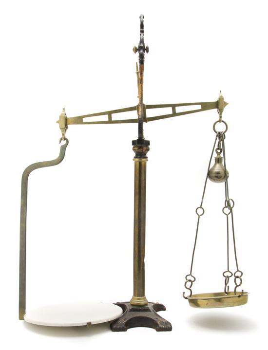 Appraisal: n Iron and Brass Balance Scale of typical form with