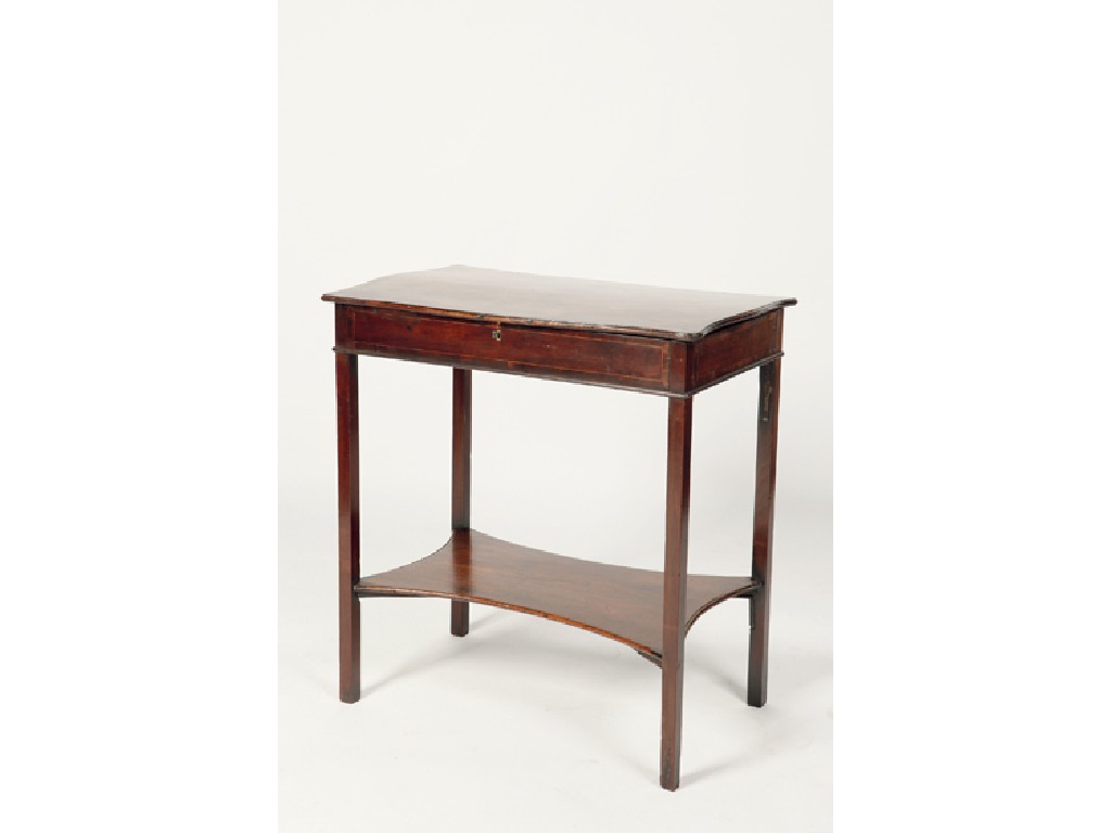 Appraisal: A GEORGE III MAHOGANY SIDE TABLE the rising top with