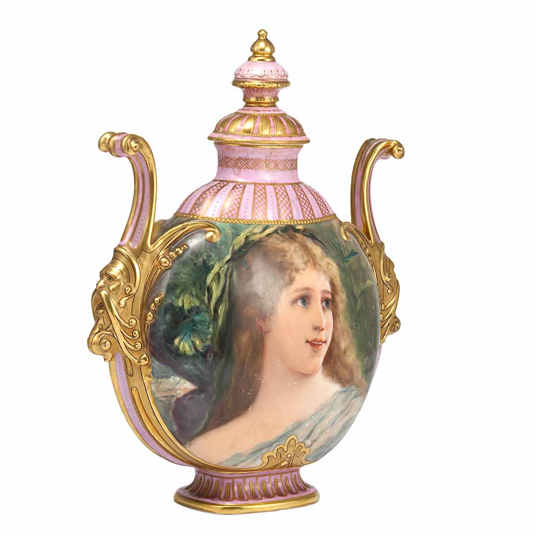 Appraisal: Vienna Style Gilt and Painted Porcelain Portrait Vase Late th