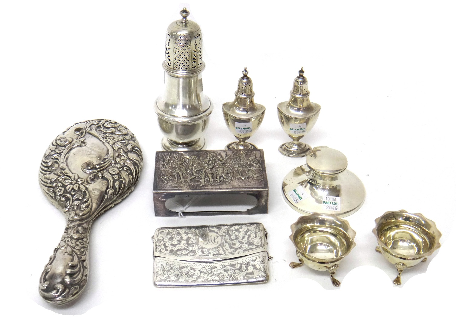 Appraisal: Silver and silver mounted wares comprising a sugar caster Birmingham