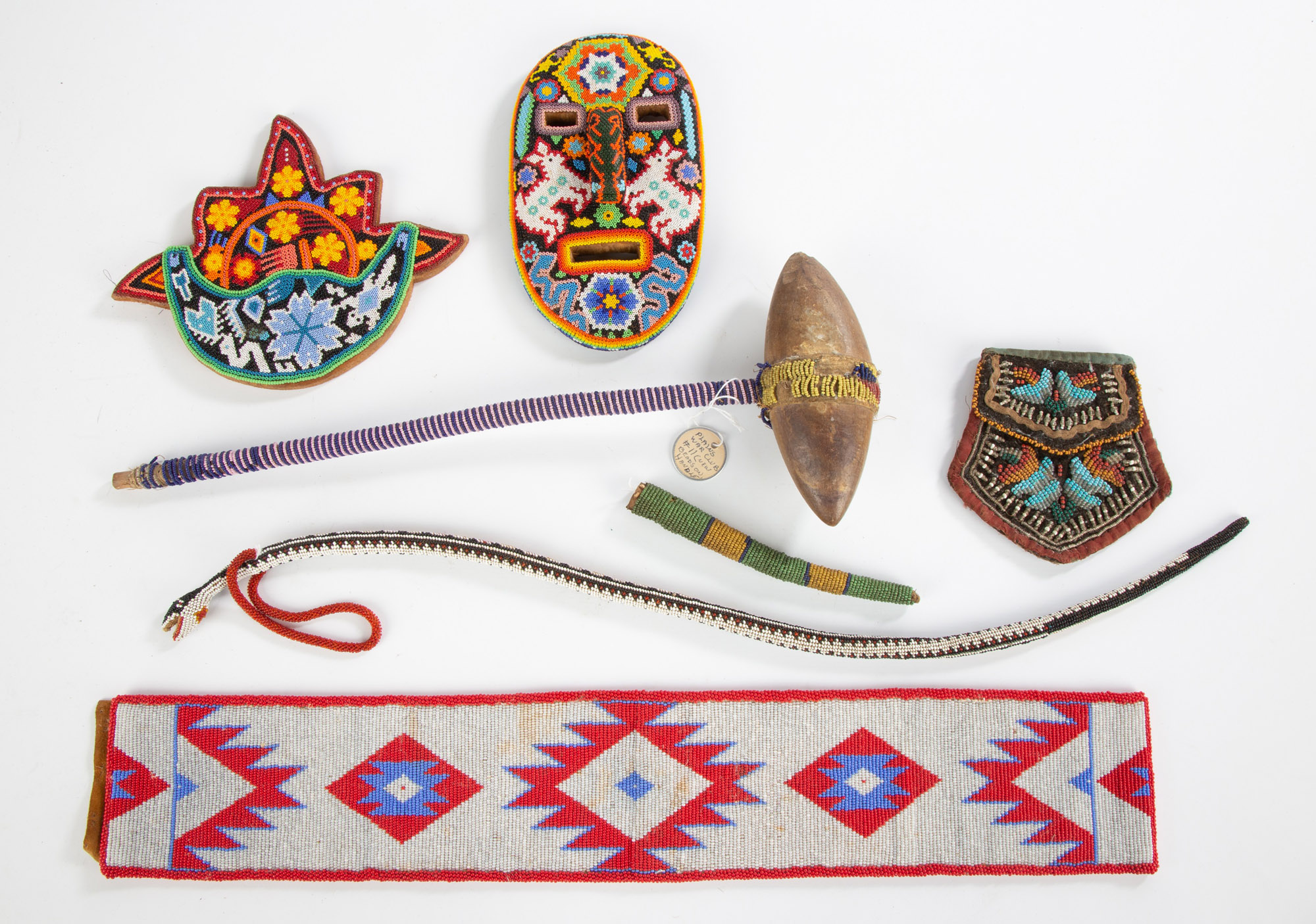 Appraisal: GROUP OF NATIVE AMERICAN BEADWORK AND WAR CLUB Early th