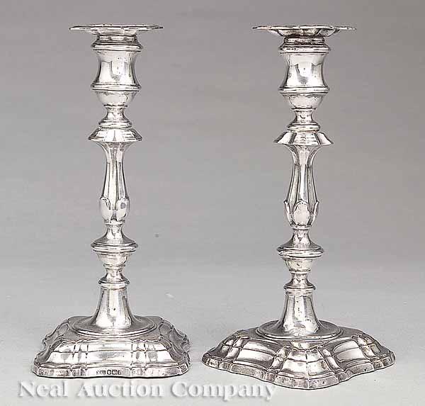 Appraisal: A Pair of Edwardian Sterling Silver Candlesticks Sheffield - WTI