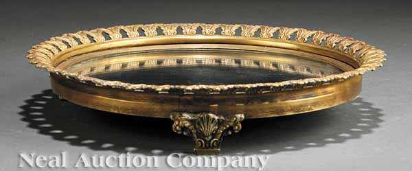 Appraisal: A Charles X Bronze Mirrored Plateau c molded reticulated gallery