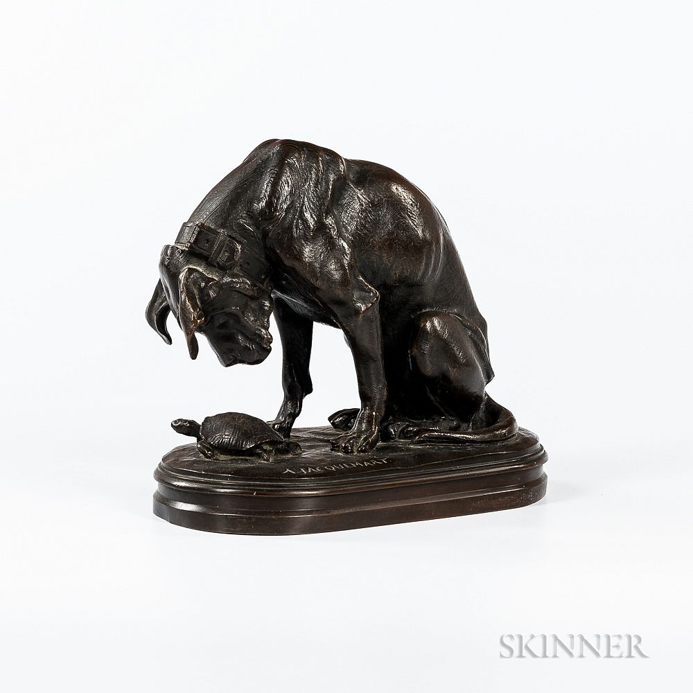 Appraisal: After Alfred Jacquemart French - Bronze Model of a Hound