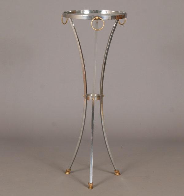 Appraisal: Chromed Directoire style stand with brass rings and hooved feet