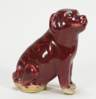 Appraisal: Chinese Porcelain Flambe Glaze Dog Figure CHINA EARLY TH CENTURY