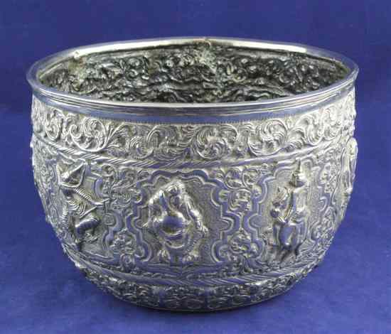 Appraisal: A th century Burmese silver jardinere embossed with buddas and