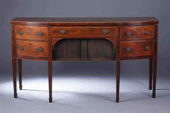 Appraisal: ENGLISH HEPPLEWHITE MAHOGANY AND SATINWOOD INLAID SIDEBOARD Second half of