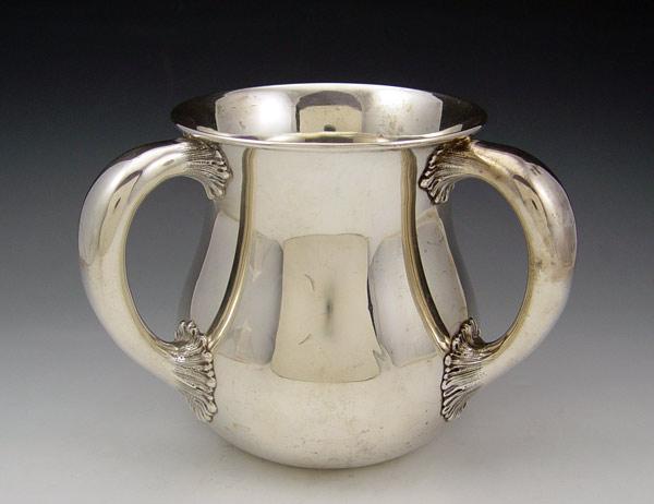 Appraisal: STERLING LOVING CUP Illegible makers hallmark pint handle loving cup