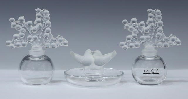 Appraisal: lot of Lalique France frosted scent bottles and ring dish