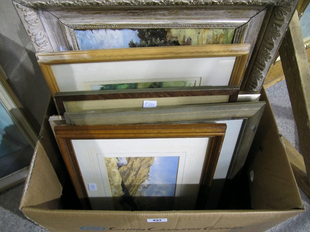 Appraisal: Lot comprising watercolours prints and one oil