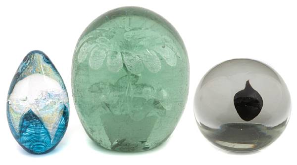 Appraisal: A group of nine contemporary glass paperweights late th century