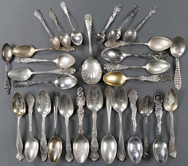 Appraisal: VICTORIAN STERLING SOUVENIR SPOONS A COLLECTION OF VICTORIAN STERLING SOUVENIR