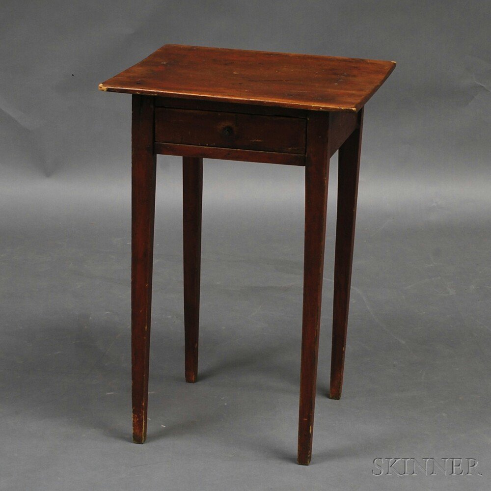 Appraisal: Country Red-painted One-drawer Stand New England early th century with