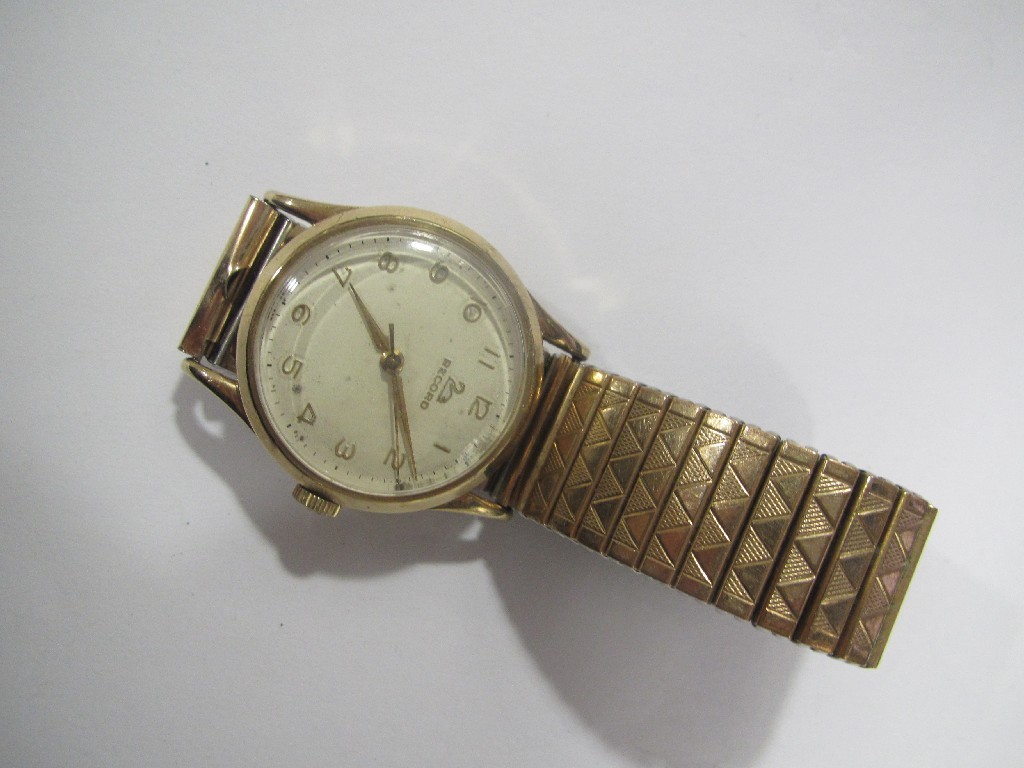 Appraisal: Gents ct gold cased Record wrist watch on expanding bracelet