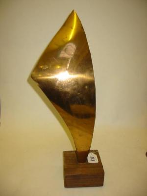 Appraisal: MARGARET LOVELL - Sail abstract gilded bronze sculpture signed raised