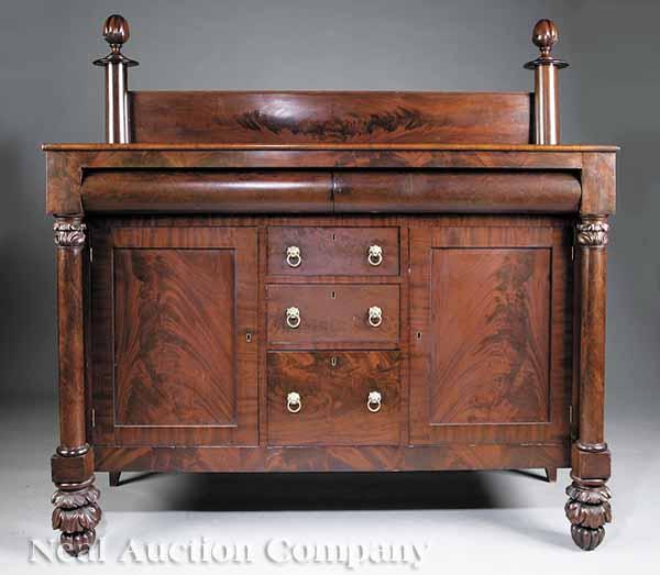 Appraisal: An American Classical Mahogany Sideboard c New York the backsplash