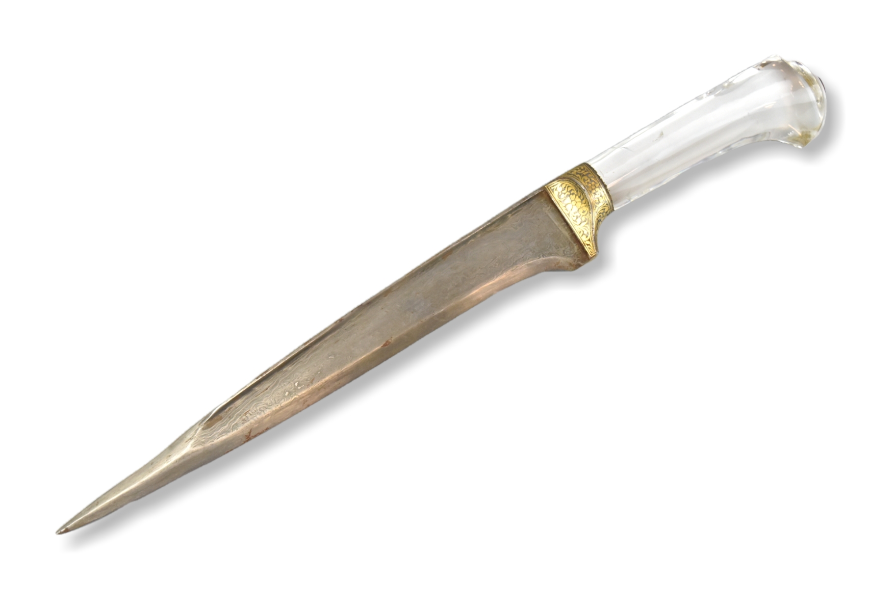 Appraisal: Mughal dagger th C with crystal handle Damascus steel blade