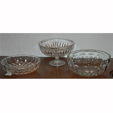 Appraisal: Group of Three Colorless Glass Center Bowls Estimate -