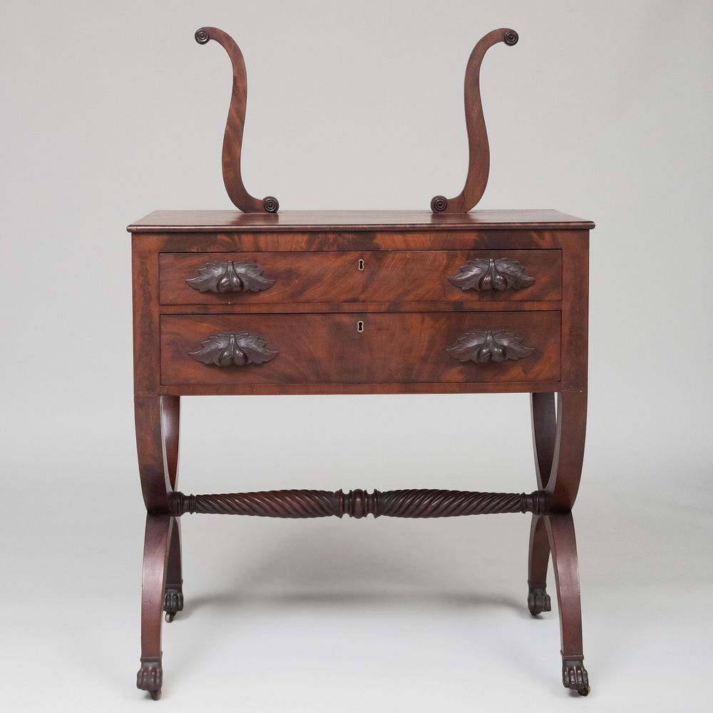 Appraisal: Late Federal Mahogany Dressing Table With later pulls and lacking