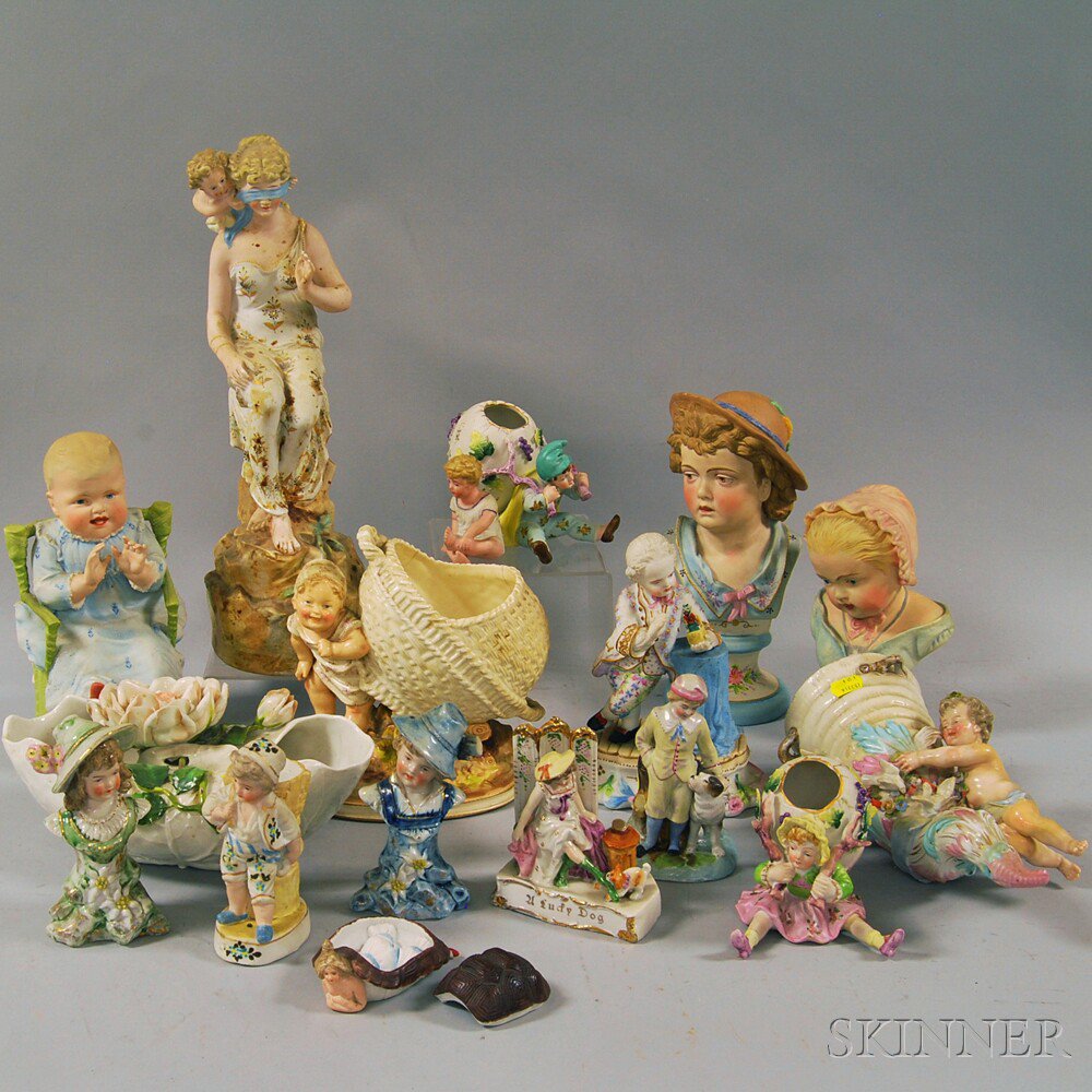 Appraisal: Seventeen Mostly Victorian Bisque Porcelain Figures late th century including