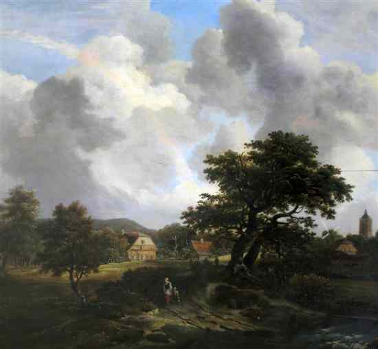 Appraisal: Follower of Jacob Van Ruysdael oil on wooden panel Figures