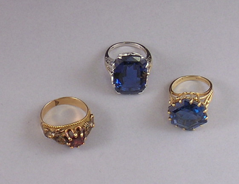 Appraisal: Three Gold Gemstone Rings two in kt yellow gold and