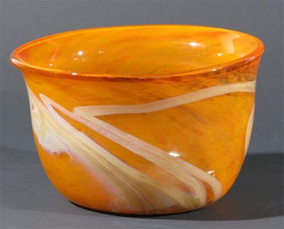 Appraisal: A small Sam Herman glass vase orange glass with bronze