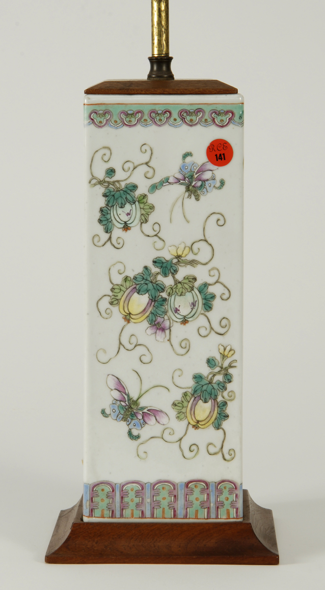 Appraisal: TH CENTURY CHINESE VASE with enamel fruit and butterfly decoration