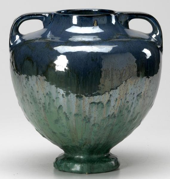 Appraisal: FULPER Footed vase covered in a Chinese blue to green