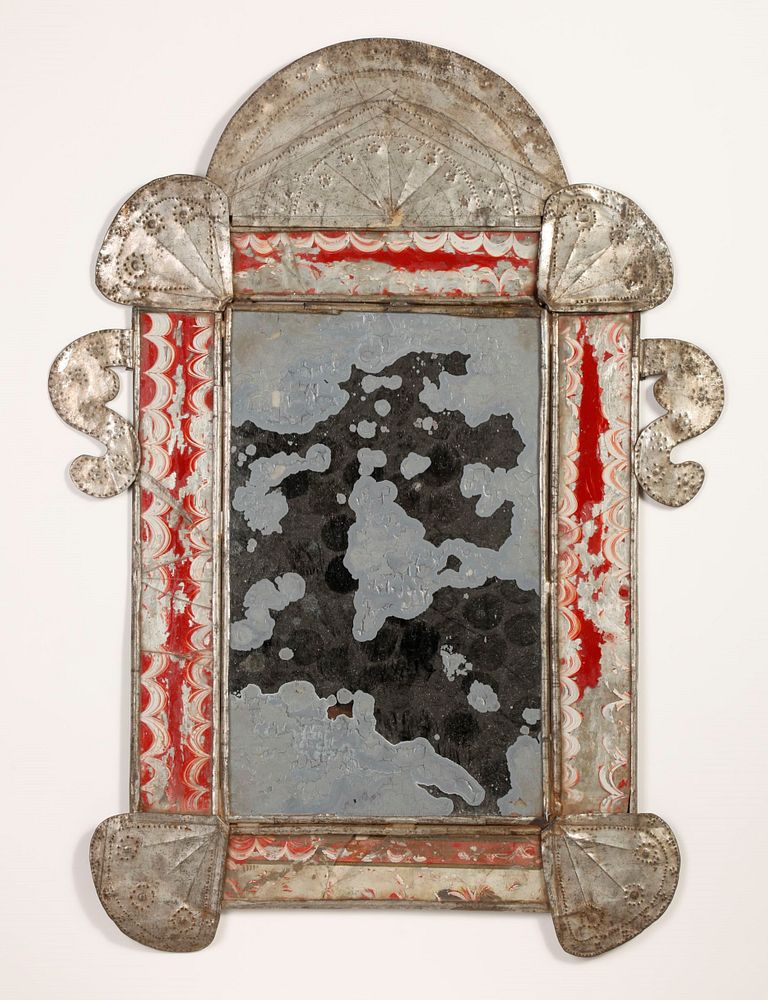 Appraisal: Large Tin Frame with Mirror ca - Attributed to Isleta