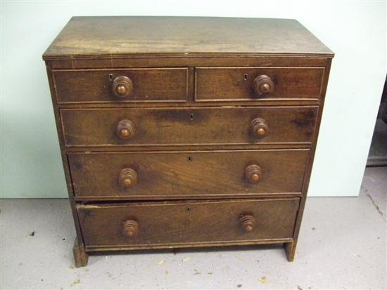 Appraisal: A th century oak chest of two short and three