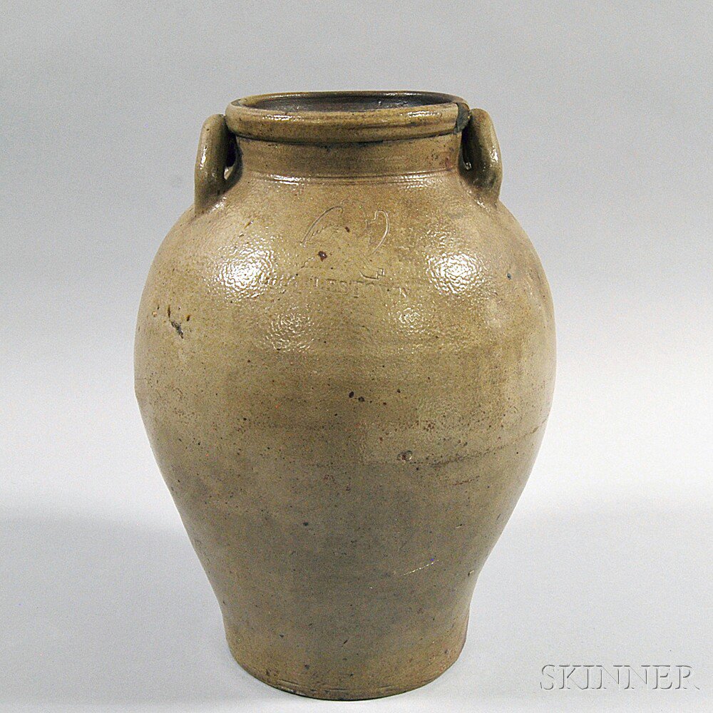 Appraisal: CHARLESTOWN Stoneware Jar Frederick Carpenter Charlestown Massachusetts -c ovoid vessel