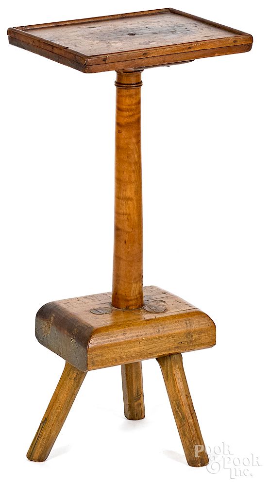 Appraisal: Primitive pine and maple candlestand Exclusive on Bidsquare Primitive pine