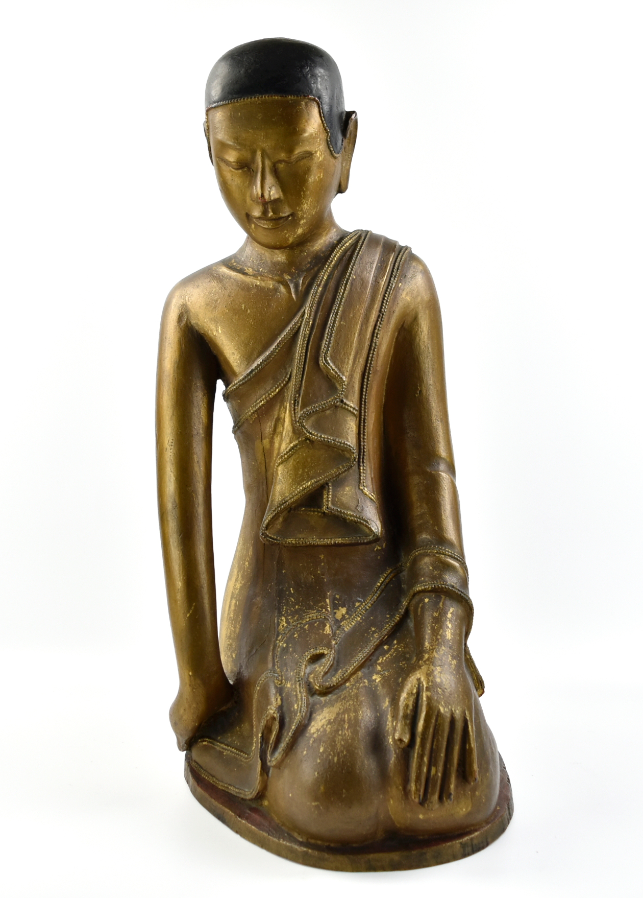 Appraisal: a large Thailand monk wooden figure in gilt dressed in