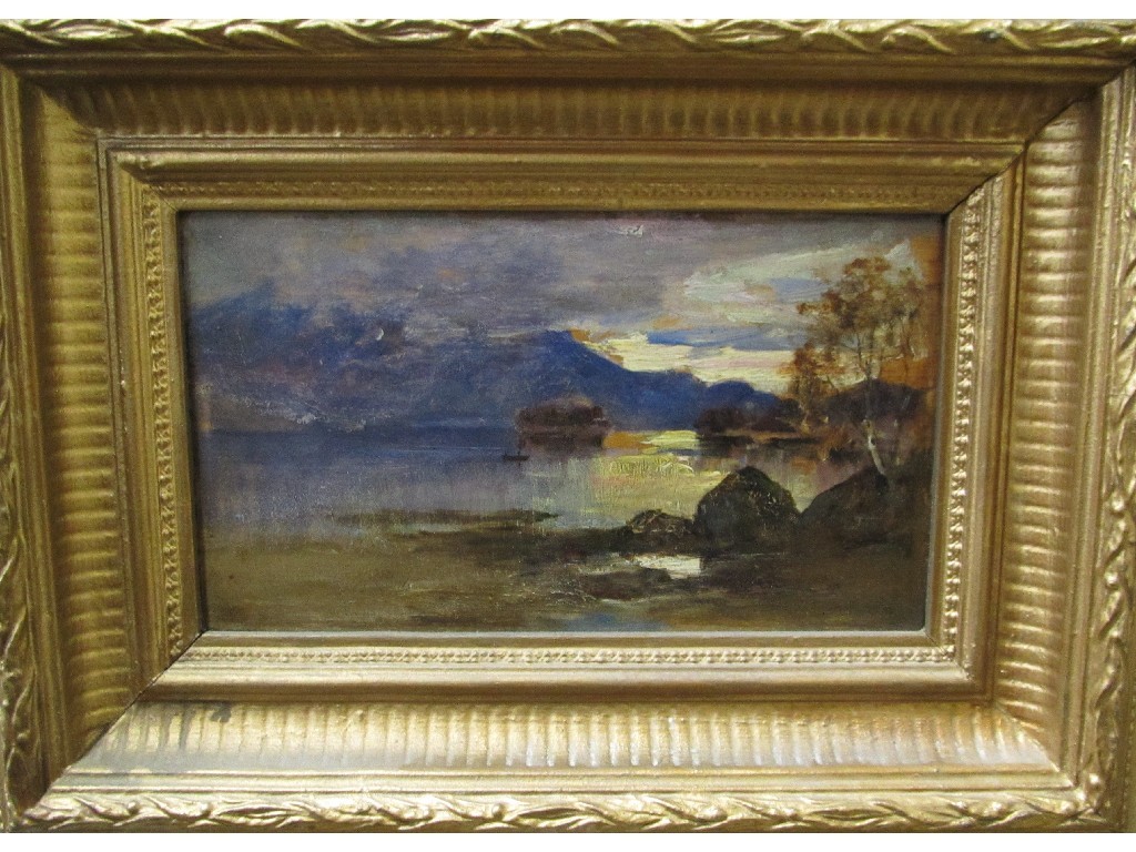 Appraisal: Oil on board nocturnal loch scene unsigned