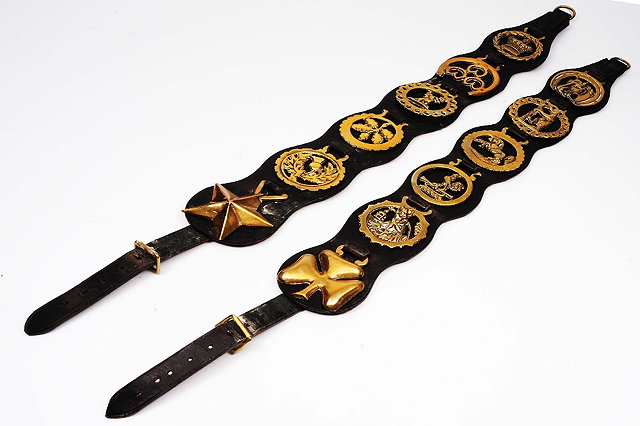 Appraisal: Two leather martingales with horse brasses