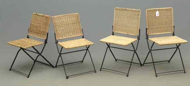 Appraisal: Set four rattan folding chairs