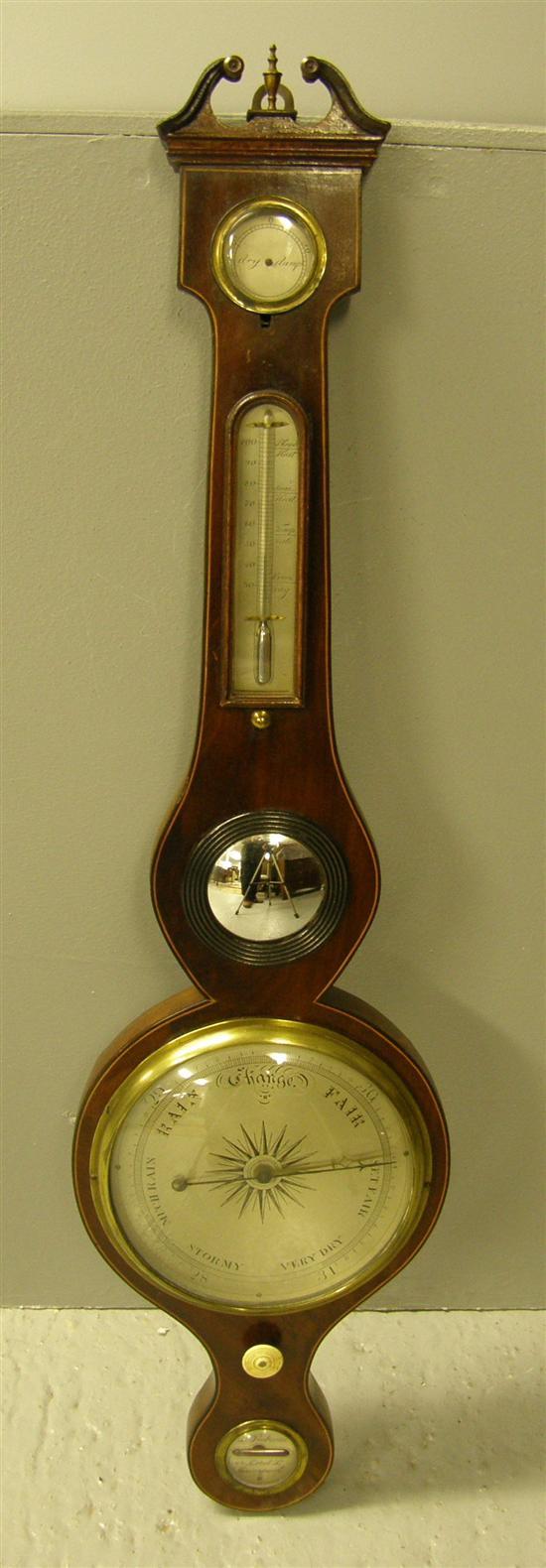 Appraisal: Mahogany cased banjo barometer by L Pedroni Lord St Liverpool