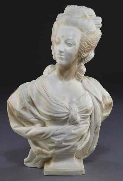 Appraisal: Marble portrait bust of Marie Antoinette Unsigned ''H Circa -