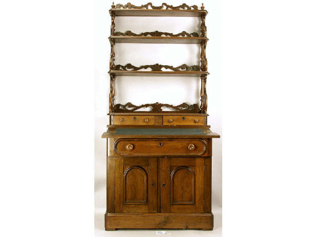 Appraisal: 's walnut drop front writing desk in Renaissance revival style