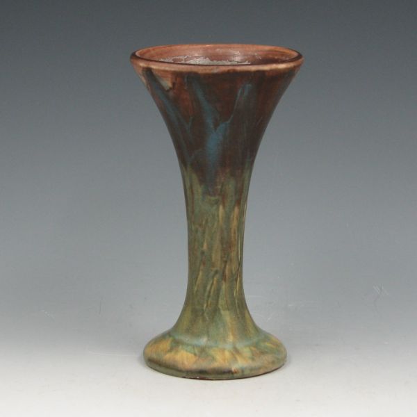 Appraisal: Peters Reed Landsun corset vase in brown green and blue