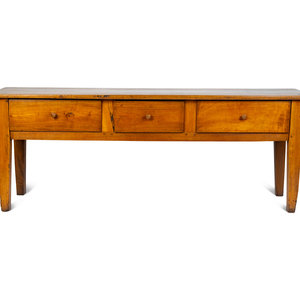 Appraisal: A Provincial Walnut Three-Drawer Table With th Century Elements Height