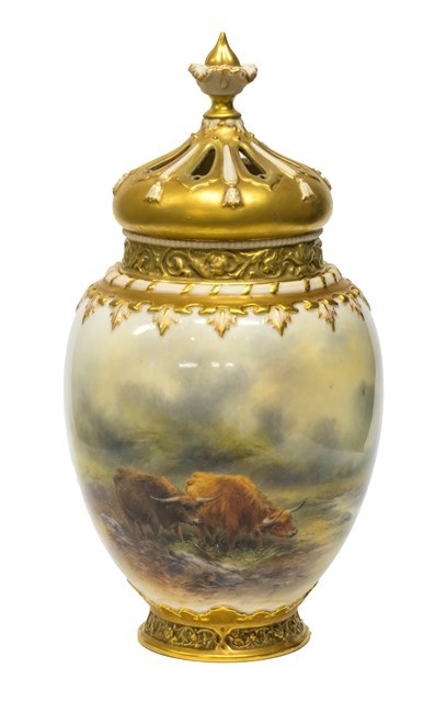 Appraisal: A Royal Worcester vase and cover and inner cover by