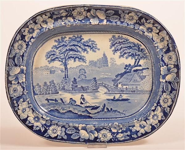 Appraisal: Staffordshire China Blue Transfer China Platter Staffordshire China Blue Transfer