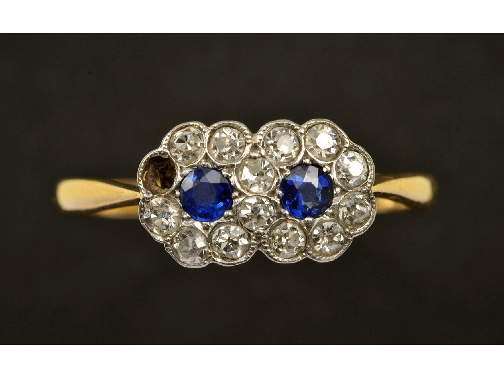 Appraisal: A Sapphire and Diamond Cluster Ring pav -set two circular-cut