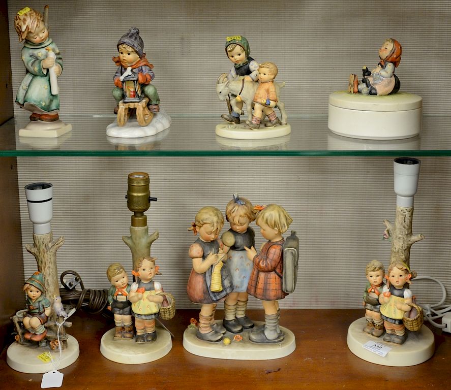 Appraisal: Eight large Hummel figurines to include three lamps one with